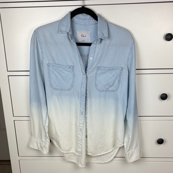 Rails Tops - Rails Light Vintage Dip Dye Ombre Button-Up Shirt - XS